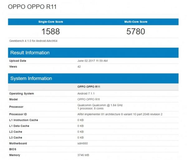 Oppo R11 با پردازنده اسنپدراگون 660 در بنچمارک GeekBench رویت شد