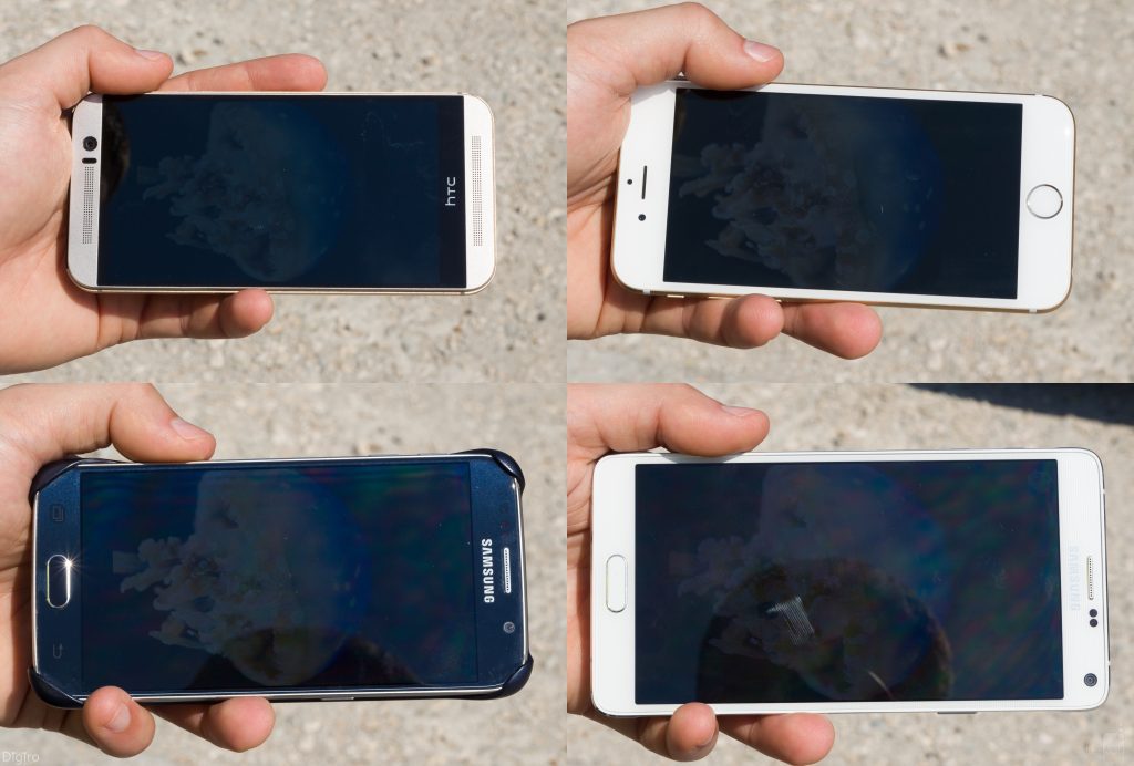 مقایسه صفحه نمایش Galaxy S6 ،iPhone 6، HTC One M9 و Note 4 در نور خورشید