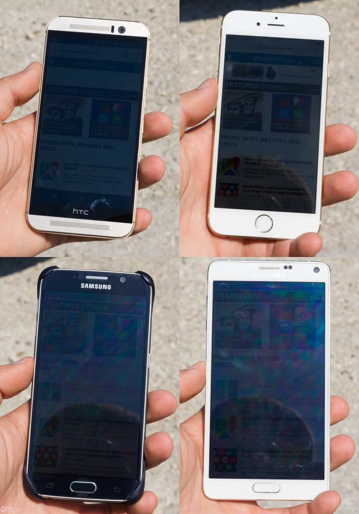 مقایسه صفحه نمایش Galaxy S6 ،iPhone 6، HTC One M9 و Note 4 در نور خورشید