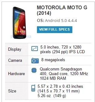 Motorola Moto G 2014