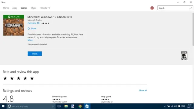 Mojang starts rolling out Minecraft: Windows 10 Edition Beta