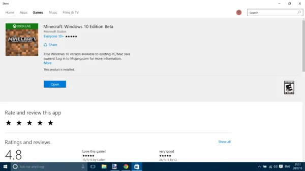 minecraft windows 10 edition