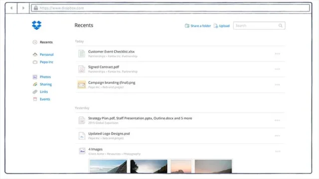دراپ باکس Recents