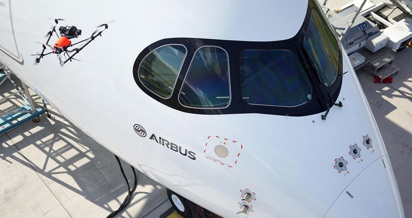 ایرباس برای سرعت بخشیدن به بازرسی هواپیماهایش از پهباد استفاده می‌کند