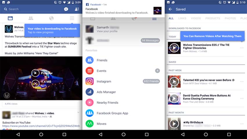 اپلیکیشن اندروید فیس‎‌بوک حالا می‎تواند ویدئوها را به صورت آفلاین ذخیره کند
