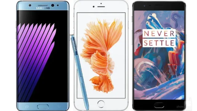 مقایسه گلکسی نوت 7 با آیفون 6S و وان پلاس 3