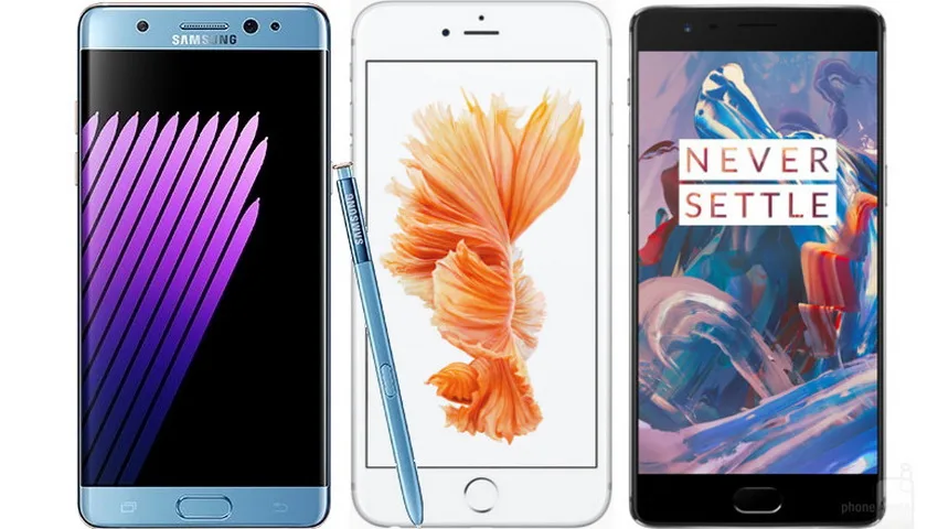 مقایسه گلکسی نوت 7 با آیفون 6S پلاس اپل و وان پلاس 3