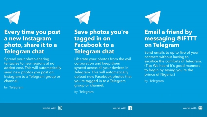 تلگرام با حالت یکپارچه‌سازی IFTTT، قابلیت پین کردن مکالمات و ویرایشگر تصاویر به‌روزرسانی شد