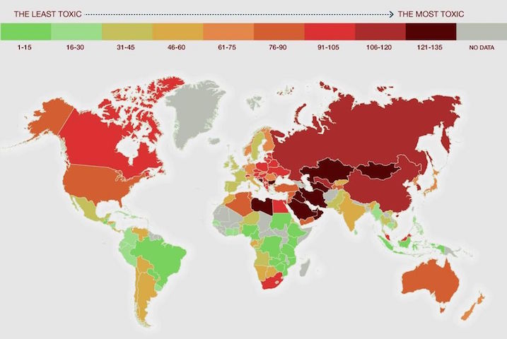 آلوده‌ترین کشورهای جهان مشخص شد؛ ایران در رتبه یازدهم!