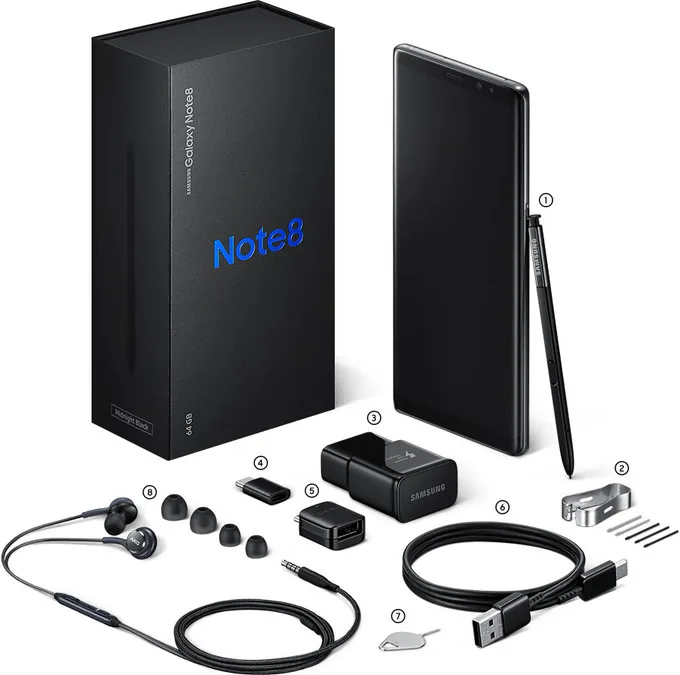 محتویات جعبه گلکسی نوت 8