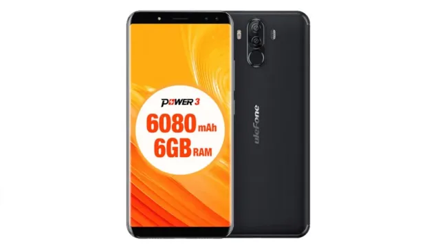 نمای ظاهری گوشی الفون پاور ۳ با نمایشگر تمام‌صفحه و دوربین دوگانه در پنل پشتی و جلویی