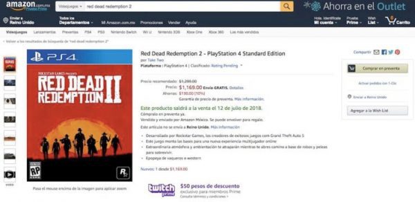Red Dead Redemption 2 آمازون مکزیک