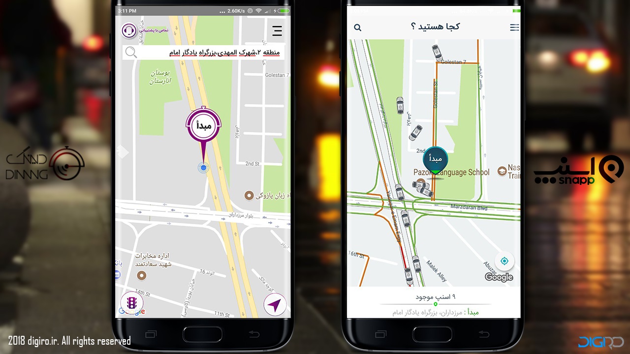 مقایسه دینگ با اسنپ؛ دو سرویس تاکسی یاب آنلاین در مقابل یکدیگر