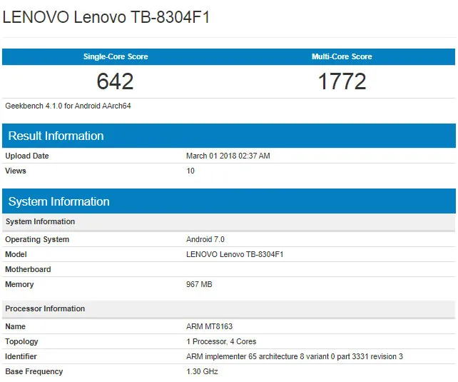تبلت لنوو GeekBench