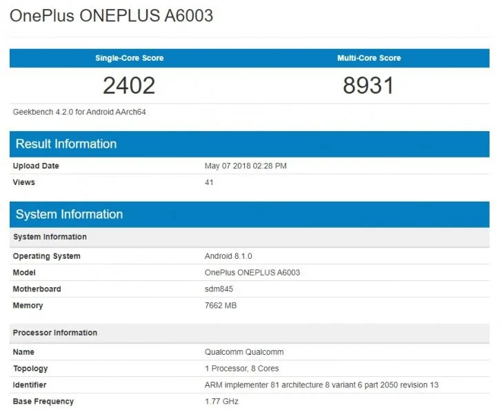 وان پلاس 6 Geekbench