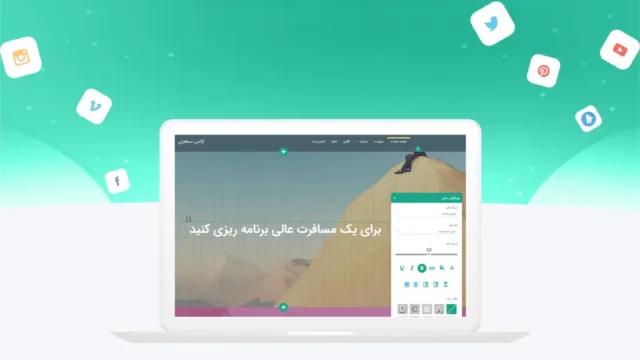 شخصی در حال طراحی یک وب‌سایت حرفه‌ای و مدرن با استفاده از قابلیت کشیدن و رها کردن در محیط سایت‌ساز وبزی