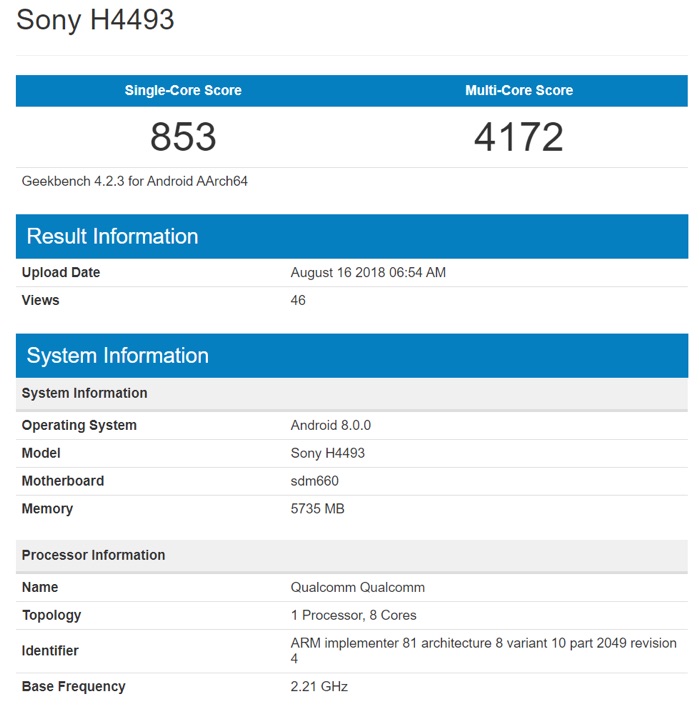 بنچمارک Xperia XA3 Ultra سونی منتشر شد