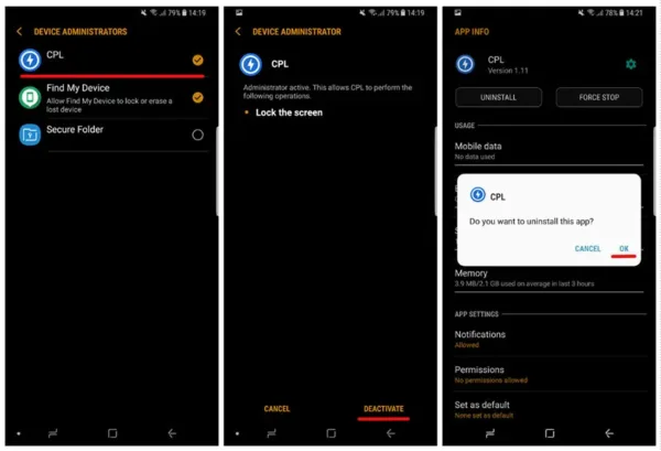 Uninstall an Android app