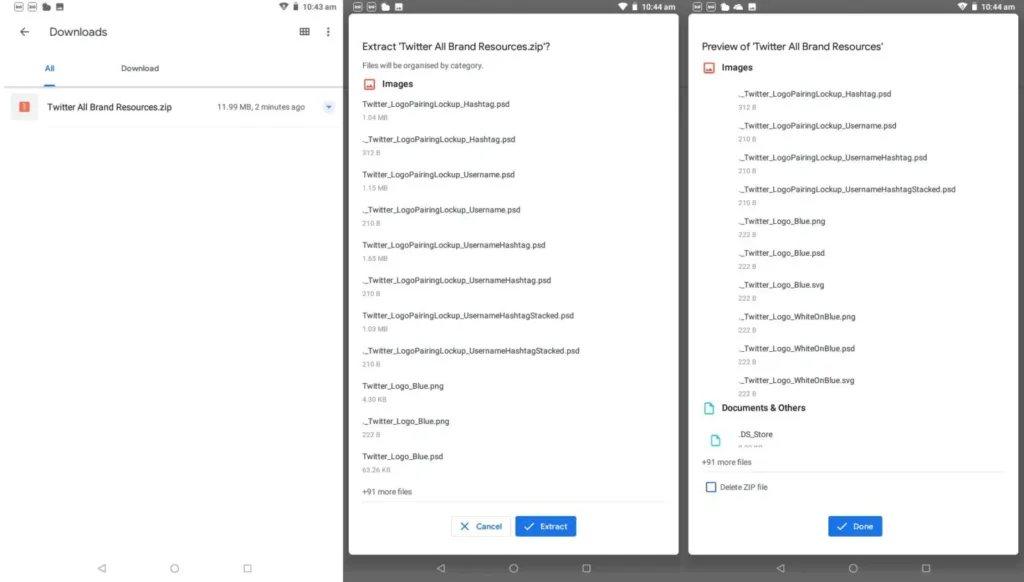 unzip on android steps