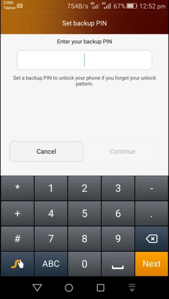 باز کردن قفل گوشی با backup PIN