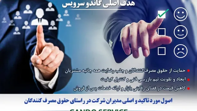 اهدای تندیس حمایت از حقوق مصرف‌کنندگان به مدیران شرکت گاندو سرویس در مراسم رسمی سازمان صمت تهران
