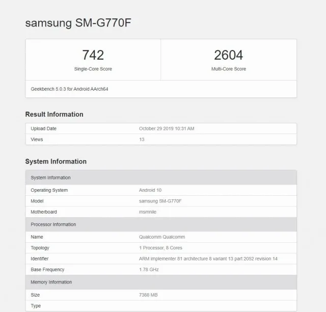 گلکسی اس 10 لایت از تست Geekbench عبور کرد