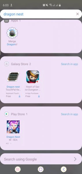 Galaxy S10 Filled Search Box