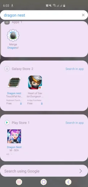 Galaxy S10 Filled Search Box