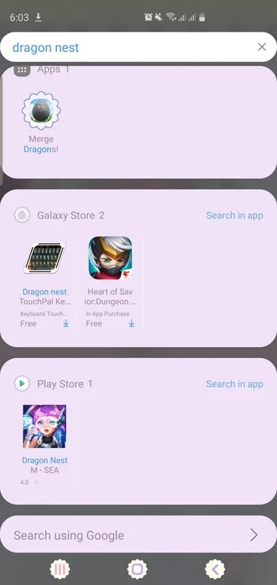 Galaxy S10 Filled Search Box
