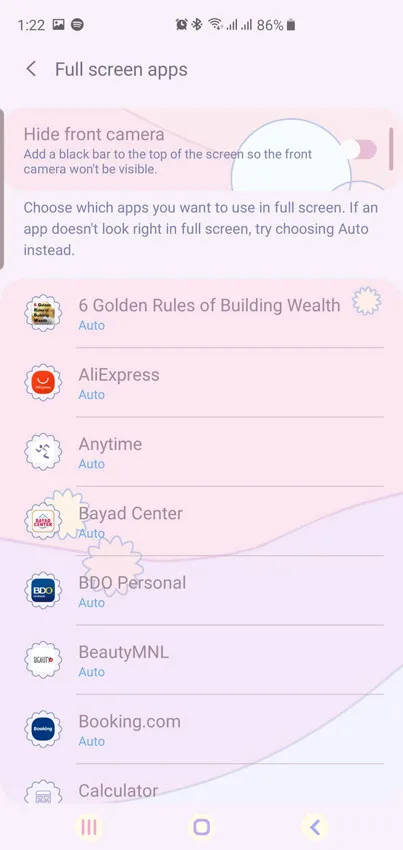 Galaxy S10 Full-Screen Apps
