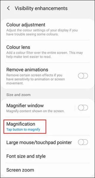 فعال کردن قابلیت Screen Magnification در دستگاه اندروید