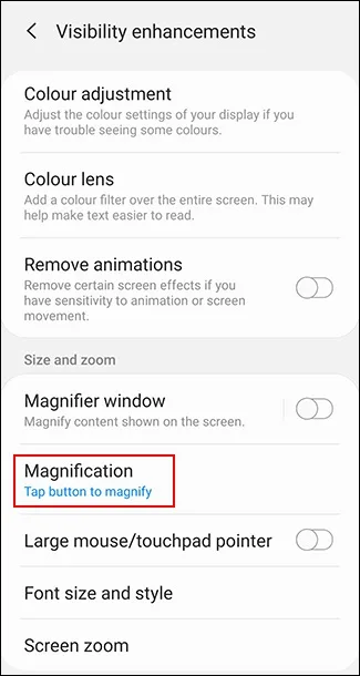 فعال کردن قابلیت Screen Magnification در دستگاه اندروید