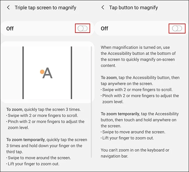 فعال کردن قابلیت Screen Magnification در دستگاه اندروید