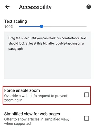 فعال کردن قابلیت Force Zoom کروم در اندروید