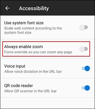 فعال کردن قابلیت Force Zoom فایرفاکس در اندروید