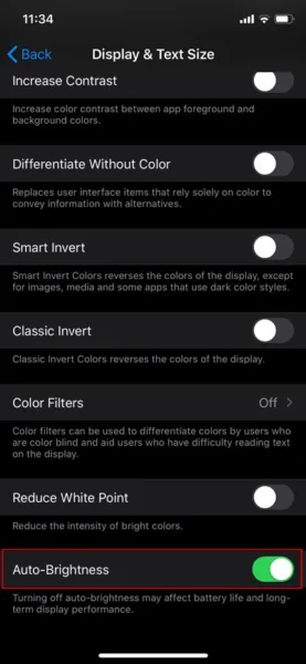 غیرفعال کردن Auto-Brightness در آی او اس