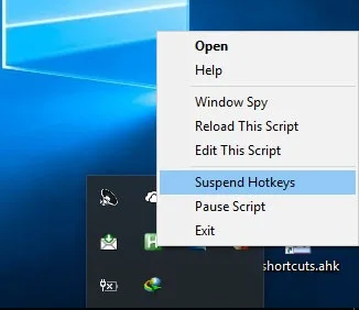 از کار انداختن موقت AutoHotKey