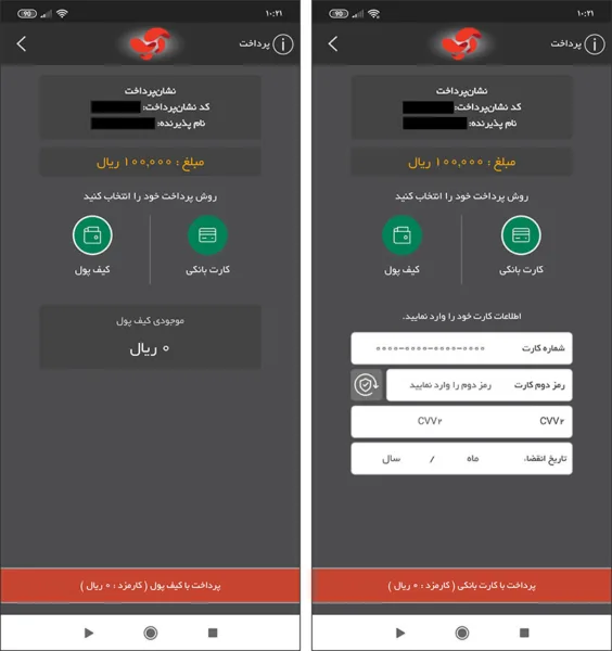 پرداخت مبلغ در نشان پرداخت