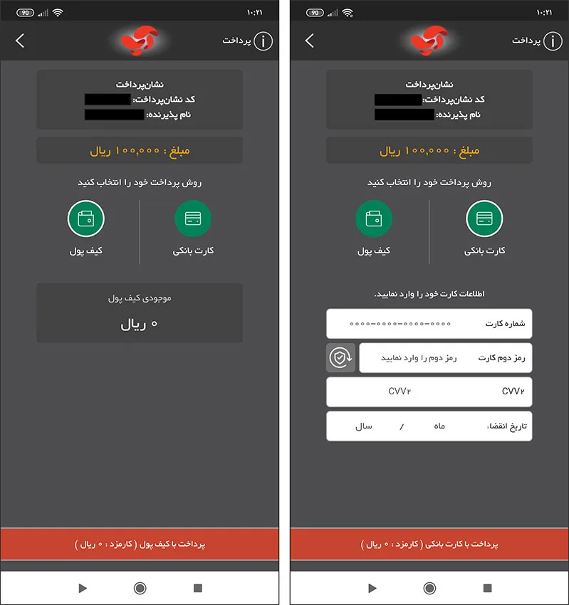 پرداخت مبلغ در نشان پرداخت