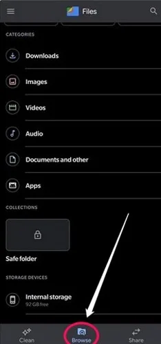 قسمت Browse در Google Files