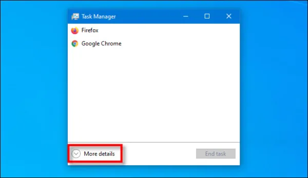 پنجره کامل Task Manager