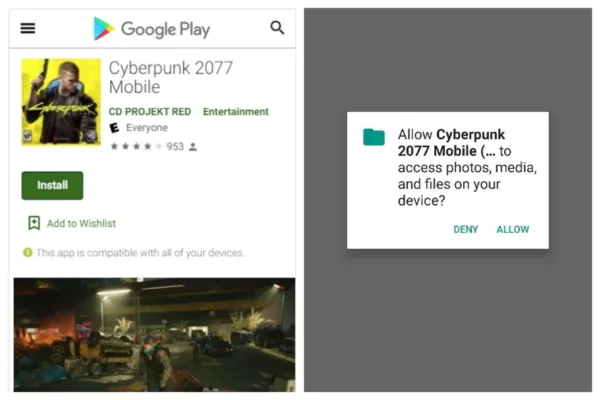 برنامه جعلی سایبرپانک 2077 موبایل