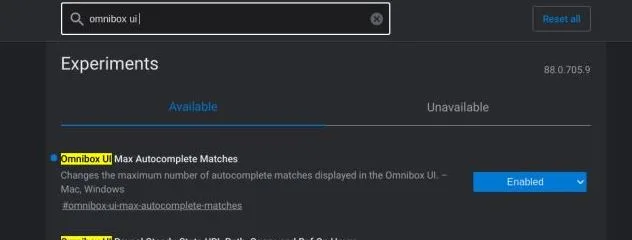 Omnibox UI Max Autocomplete Matches