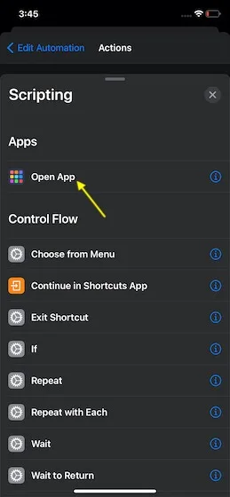 مرحله Open App