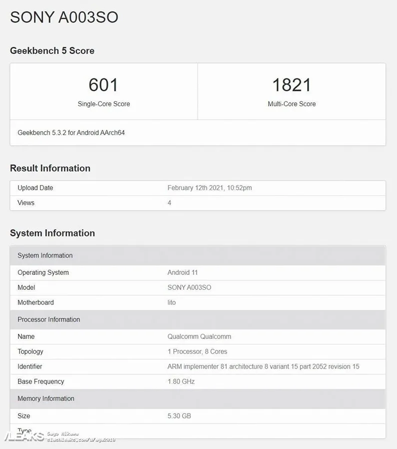 اکسپریا 10 مارک 3 در Geekbench