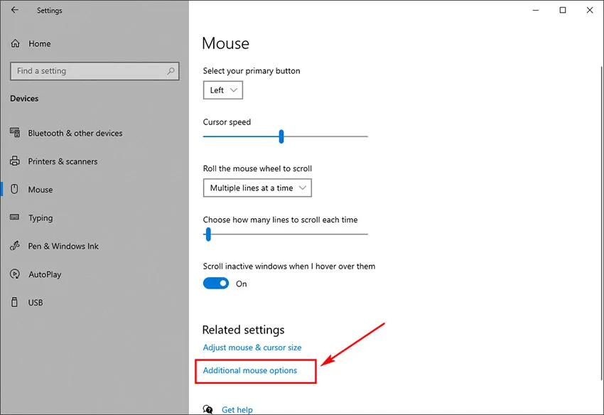 mouse options