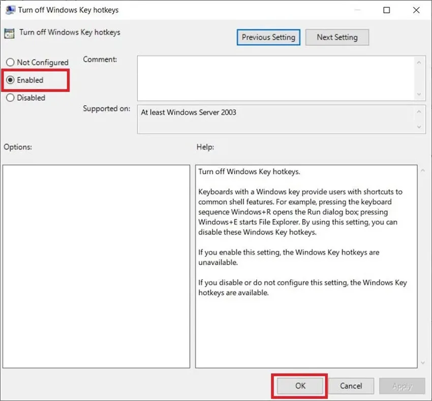 غیرفعال کردن کلید ویندوز در Group Policy Editor