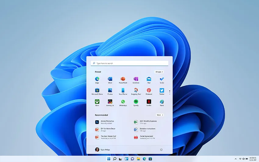 منوی استارت ویندوز 11