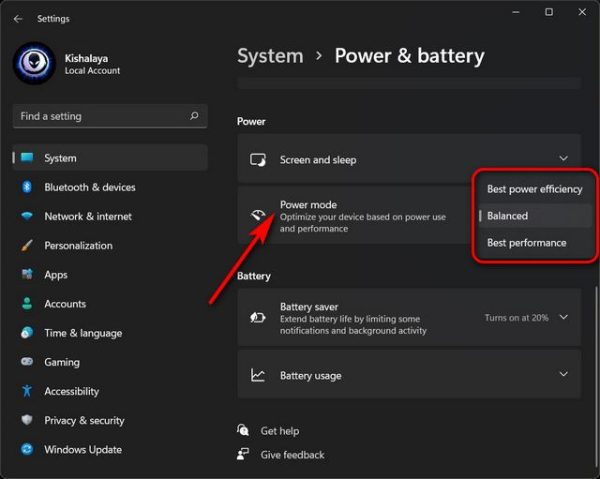 چگونه تنظیمات Power Mode را در ویندوز 11 تغییر دهیم؟