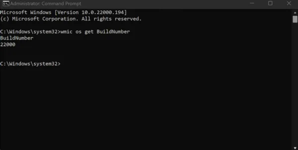 بیلد ویندوز 11 Command Prompt